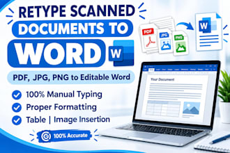 retype scanned PDF to word with formatting and data entry