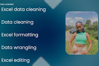do excel data cleaning, formatting, editing and  wrangling