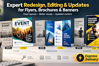 expert redesign, editing, and updates for your flyers, brochures, and banners