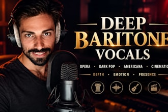 record deep baritone male vocals for opera, dark pop, americana, cinematic songs