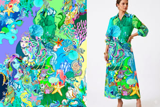 design luxury tropical kaftan and resort wear dress print
