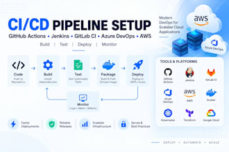setup ci cd pipelines with github actions jenkins docker AWS or azure devops