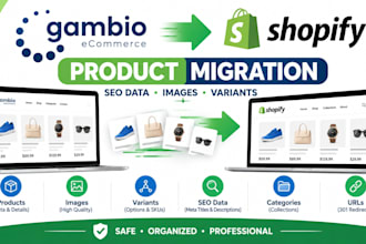 migrate gambio to shopify store product migration with seo data