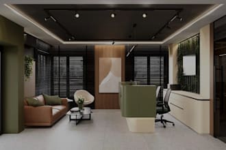 renovate property to 3d visual,commercial interior, functional office layout,cgi