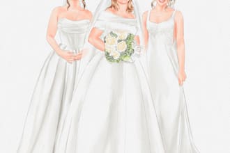 draw a watercolor bridal portraits