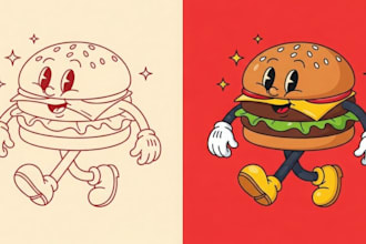 draw retro vintage cartoon illustration