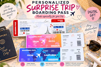 design a personalized surprise trip boarding pass gift