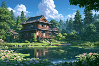 make anime backgrounds and environment art