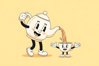 create a vintage retro cartoon mascot illustration