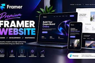 design framer website, webflow landing page, and figma to framer responsive web