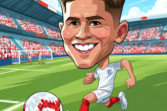 draw sports cartoon with big head or caricature style