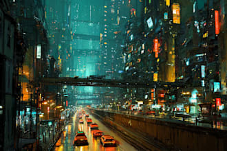 create stunning futuristic sci fi city concept art and environments
