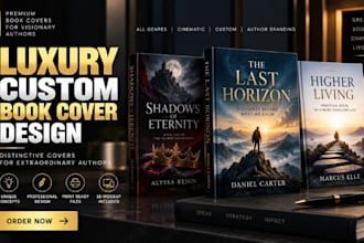 design luxury custom book cover cinematic typography bestselling author branding
