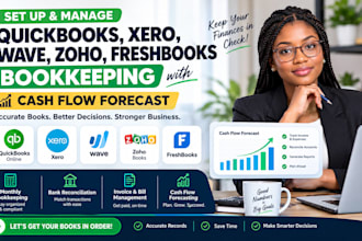 do quickbooks, xero, wave, zoho, freshbooks bookkeeping with cash flow forecast