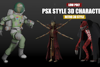 create a psx style low poly 3d character or creature