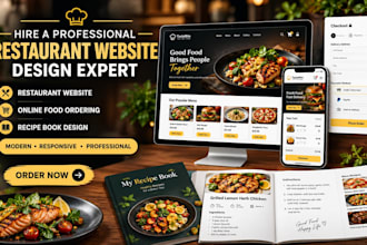 build restaurant website with online food ordering system or recipe book design