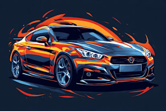 make amazing vector car portrait form your car