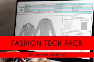create fashion tech pack for women clothing