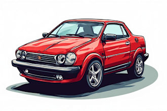 draw your car into vector cartoon portrait