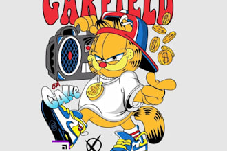 create a vintage cartoon graffiti t shirt vector logo