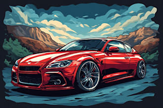 draw your car into vector cartoon portrait