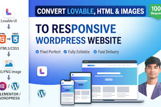 convert lovable UI, HTML or image to wordpress elementor website