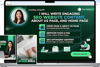 write engaging SEO website content, about us page, and home page
