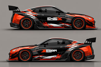 car with a creative custom wrap and stunning graphics