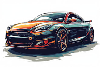 make amazing vector car portrait form your car