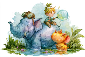 watercolor children book illustrations and children book illustration