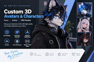 create a custom vrchat furry avatar fursona nsfw anime 3d model and vrm