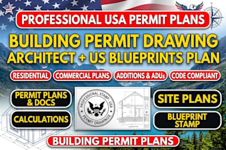 be your building permit drawing architect for your blueprints plan in USA