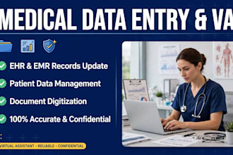 do accurate medical data entry, healthcare admin support and emr ehr data