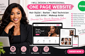 design hair stylist barber nail technician lash makeup artist onepage website