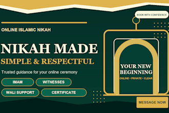 perform your online nikah as imam provide witnesses, wali, and nikah certificate
