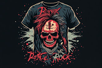 create t shirt design vintage punk, classic rock, dark art