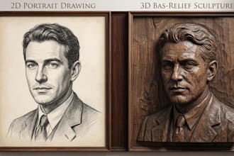 convert image to 3d bas relief portrait model for cnc relief carving 3d printing