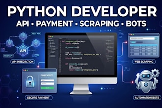 develop python API integration, payment gateway web scraping and automation bots