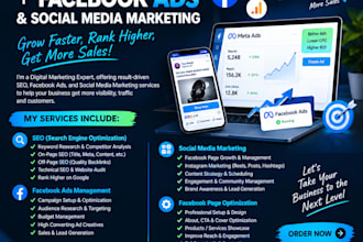 manage SEO, facebook ads, and social media