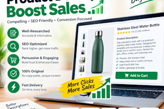 write SEO product descriptions for shopify and amazon