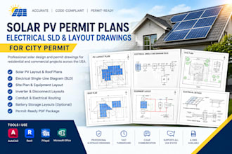 create solar pv permit plans sld electrical drawings and layout for city permit