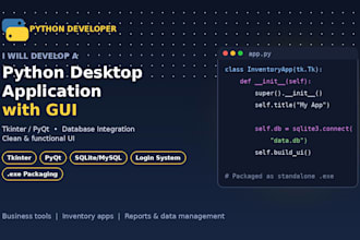 develop a python desktop application with gui using tkinter or pyqt