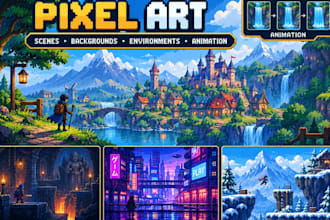 create pixel art scenes, backgrounds, environments, and animations for your game