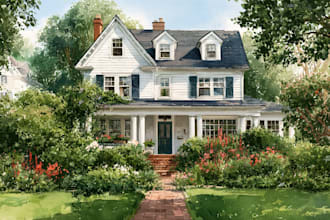 draw watercolor house portrait
