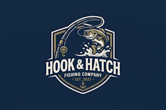 design a powerful and memorable fishing rod logo