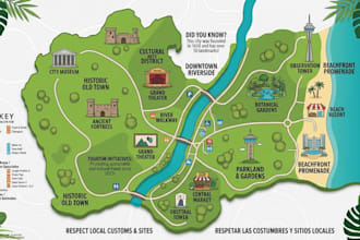 design theme park, festival, tourism and custom vector maps