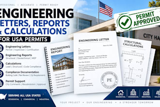 prepare USA engineering letters, reports and calculations for permits