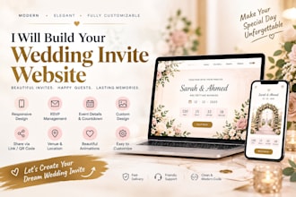 create a beautiful wedding invitation website with rsvp