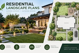 design residential landscape plans, garden layouts, outdoor spaces