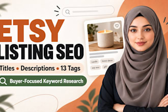 write SEO optimized etsy titles descriptions and tags